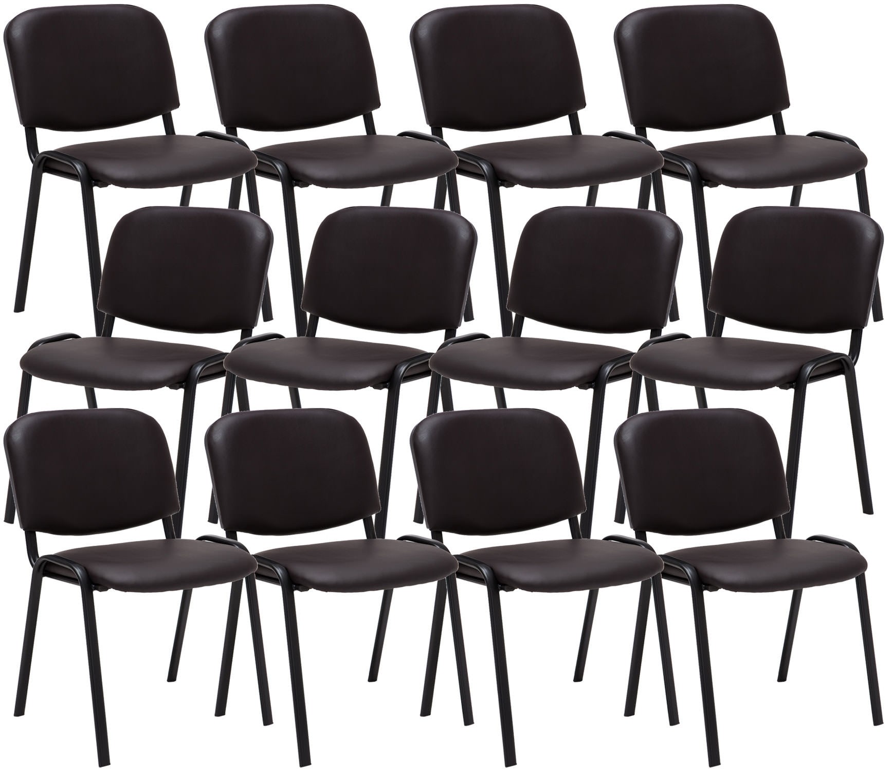 Lot de 12 chaises de visiteur Ken en similicuir